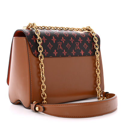 Louis Vuitton Calfskin Catogram Twist Shoulder Bag MM Marron 3 of 15