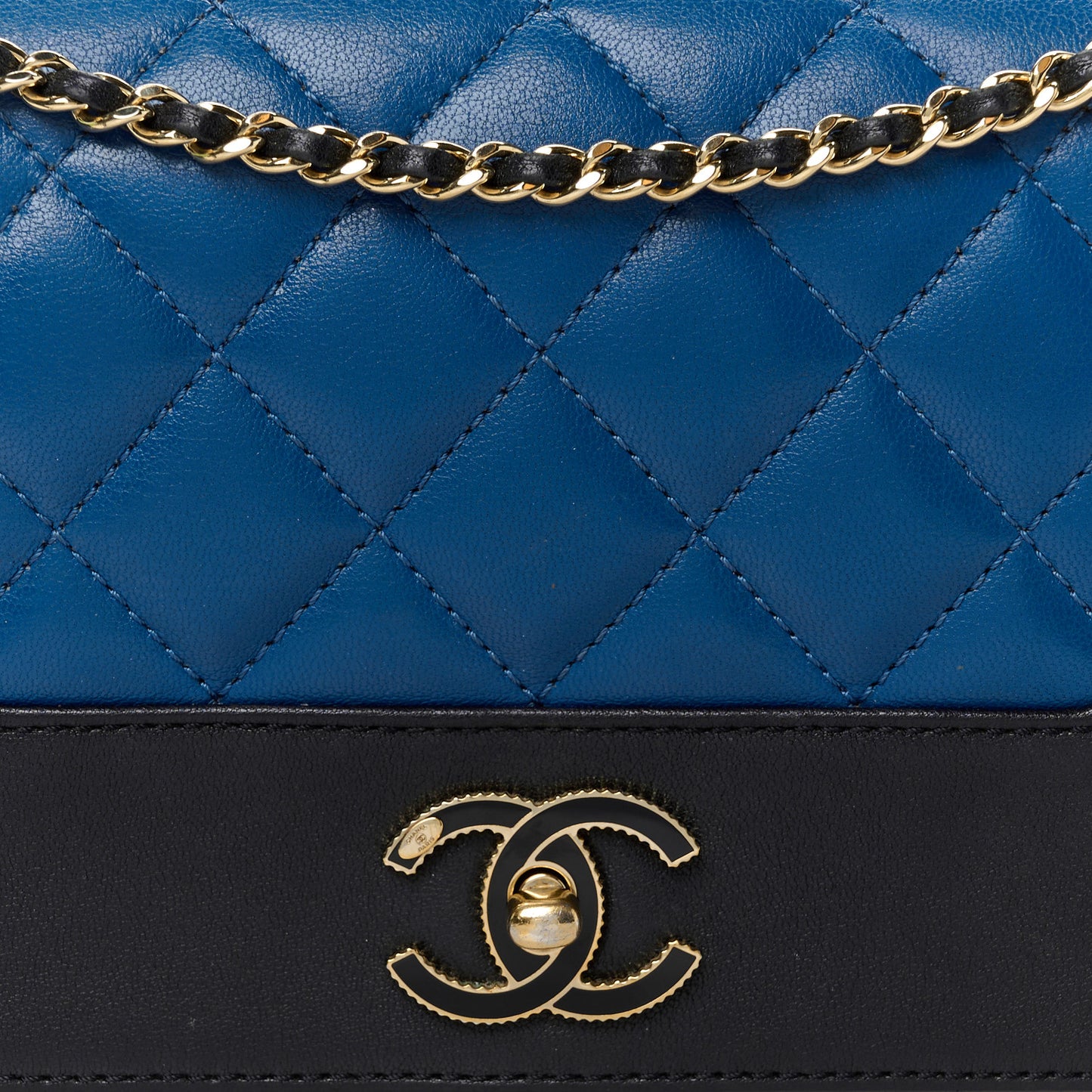 Sheepskin Quilted Small Mademoiselle Flap Black Blue