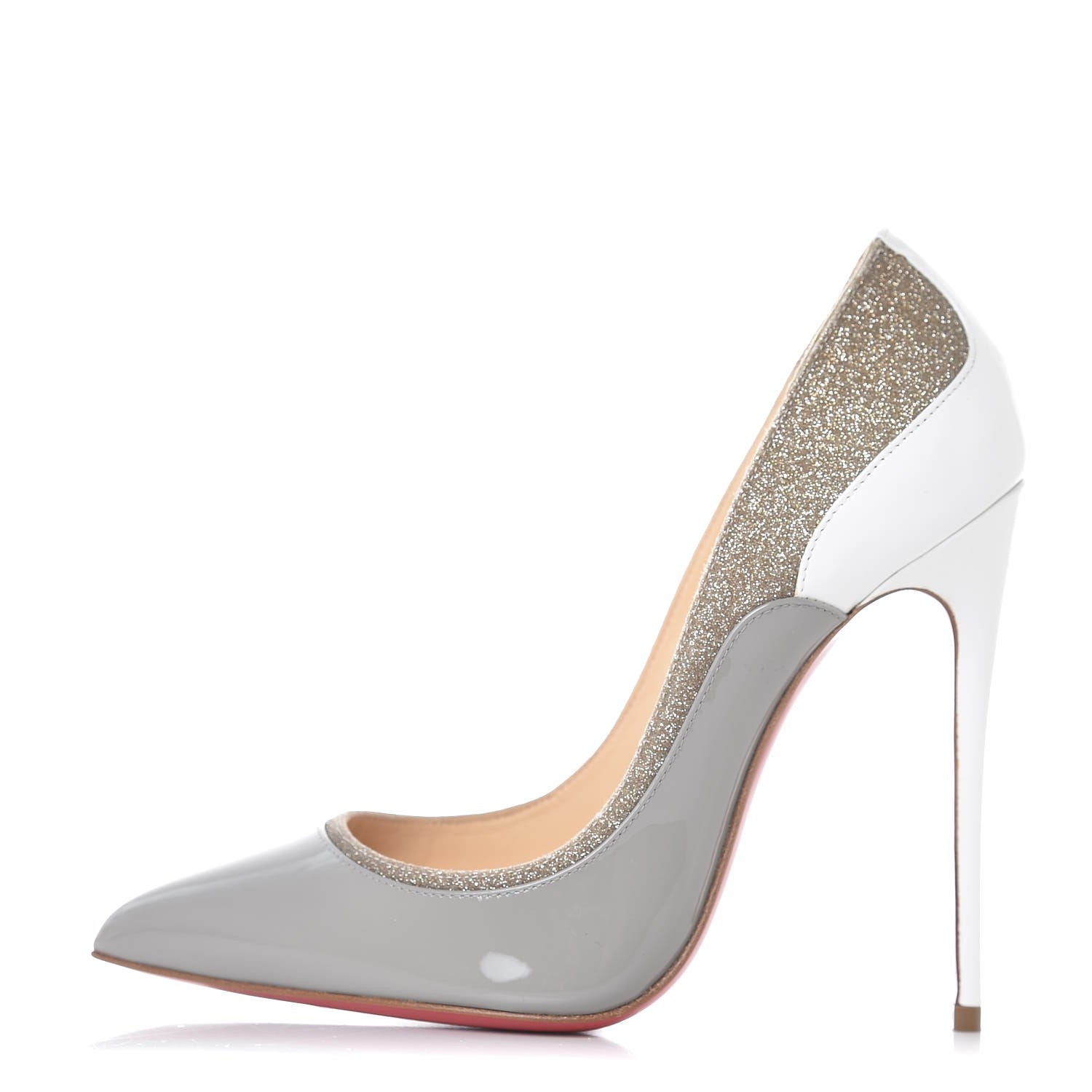 Christian Louboutin Glitter Patent Tucsick 120 Pumps 36 Gris Ivory 1 of 8
