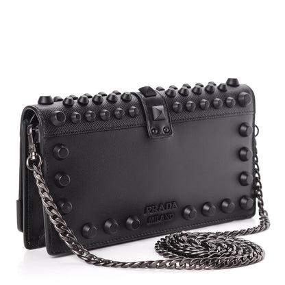 Prada City Calfskin Cahier Studded Mini Bag Black 3 of 13