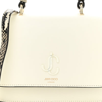 Jimmy Choo Calfskin Snakeskin Embossed Varenne Top Handle Bag White 7 of 12