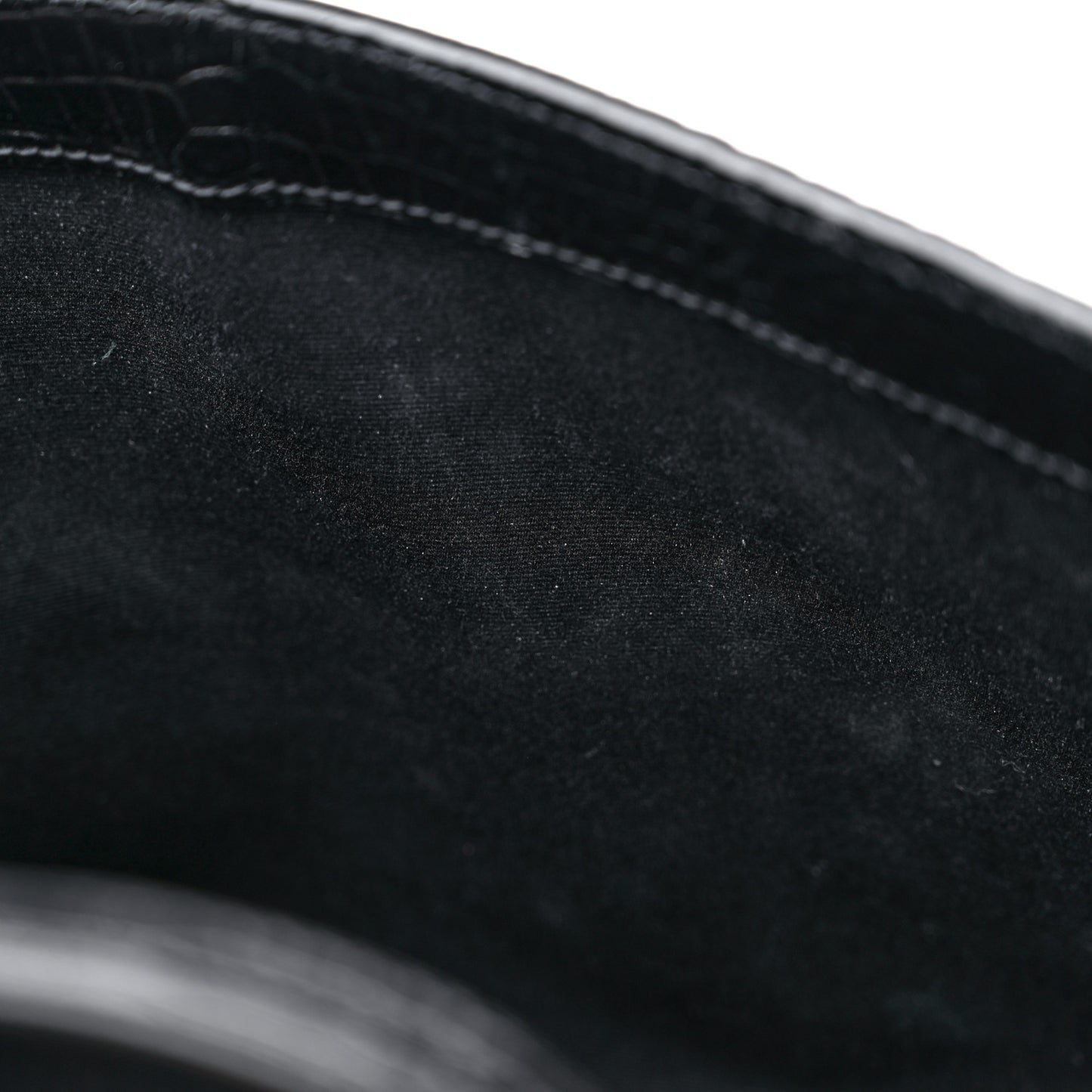 Shiny Calfskin Crocodile Embossed Manhattan Baguette Black