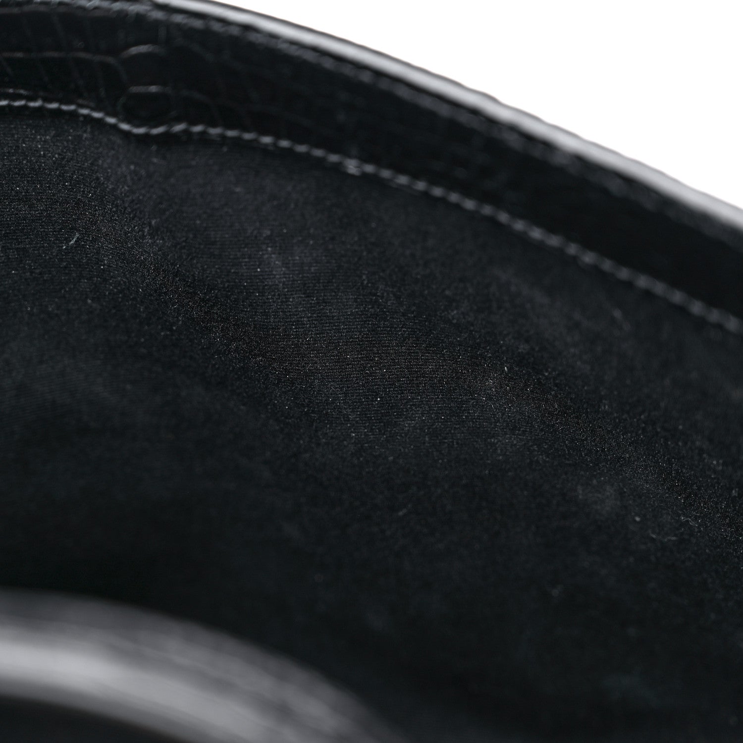 Saint Laurent Shiny Calfskin Crocodile Embossed Manhattan Baguette Black 11 of 13