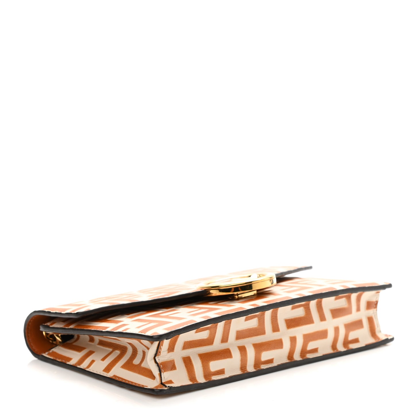 Vitello Soft F is Fendi Bi-Color FF 1974 Embossed Medium Envelope Wallet On Chain Camelia Saddler