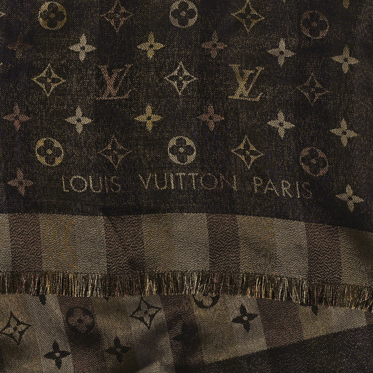 Silk Lurex Wool So Shine Monogram Shawl Black