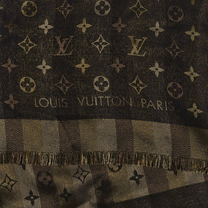 Louis Vuitton Silk Lurex Wool So Shine Monogram Shawl Black 3 of 4