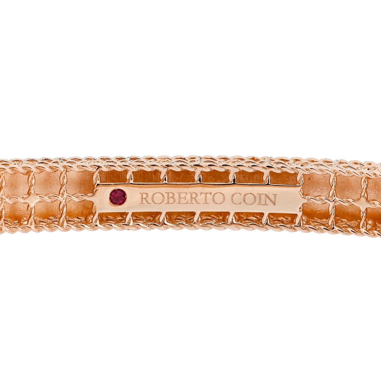 18K Rose Gold Diamond Princess Satin Fleur De Lis Bangle Bracelet