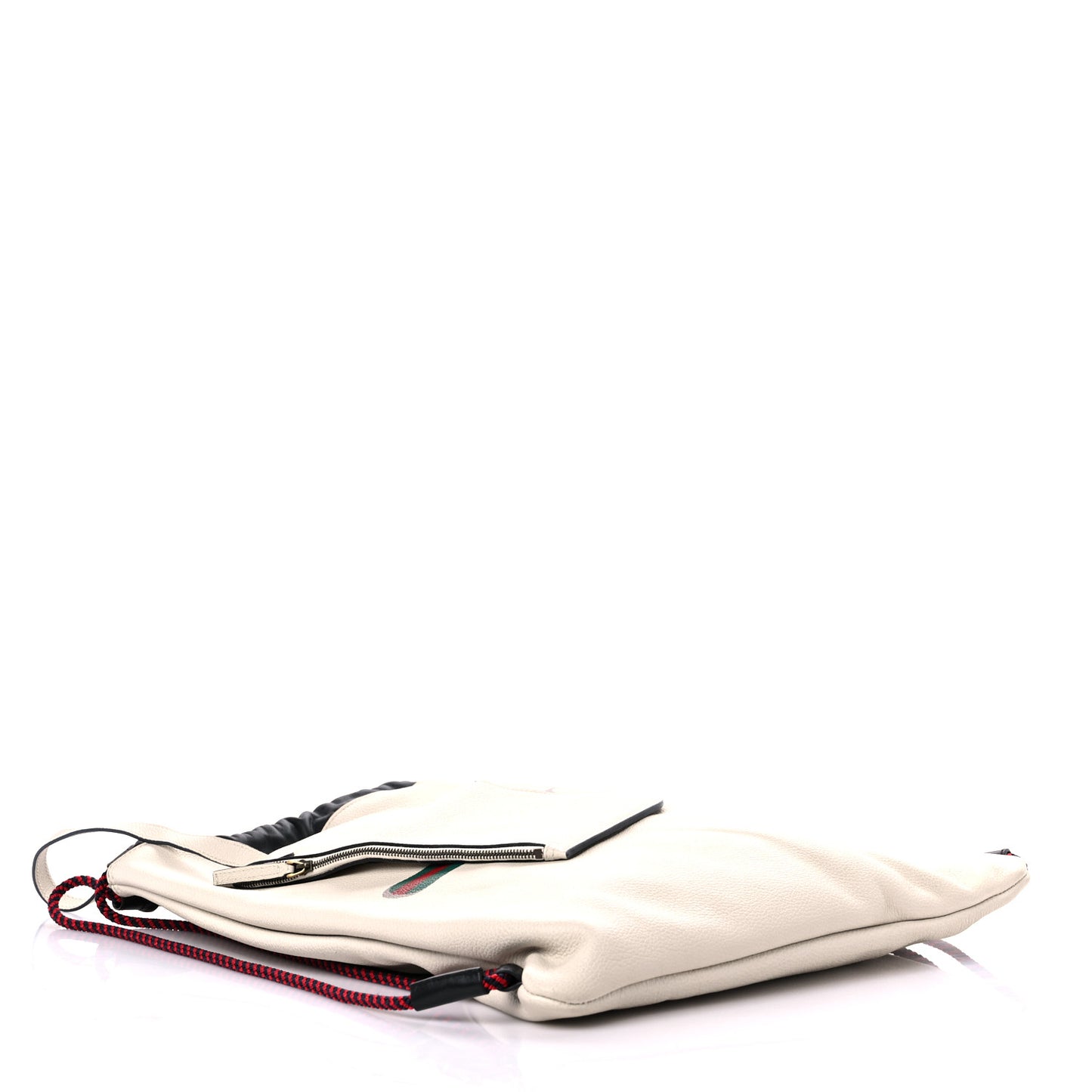Calfskin Logo Drawstring Backpack Mystic White