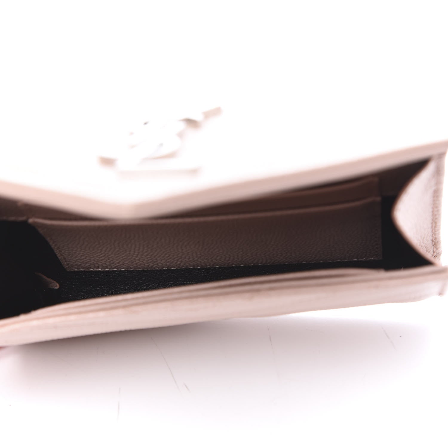 Saint Laurent Grain De Poudre Matelasse Chevron Small Monogram Envelope Wallet Pale Pink 4 of 6