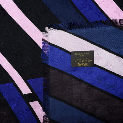 Louis Vuitton Silk Wool V Shawl Blue 3 of 4
