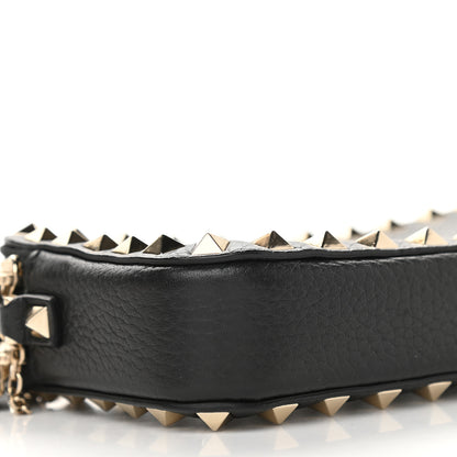 Valentino Garavani Pebbled Calfskin Rockstud Double Zip Camera Crossbody Bag Black 10 of 11