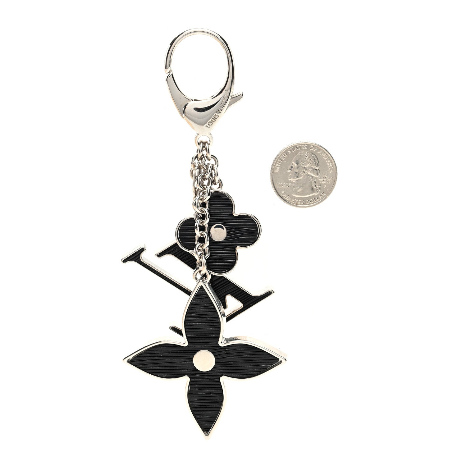 Louis Vuitton Fleur d Epi Bag Charm Key Holder Black 2 of 3