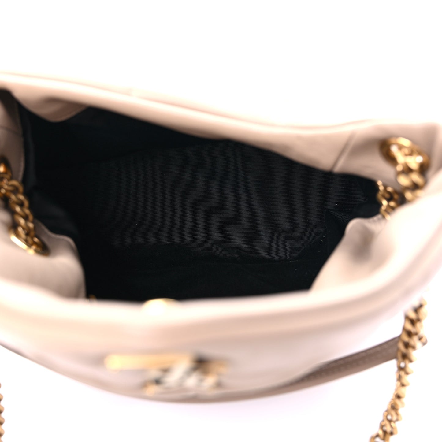 Lambskin Quilted Small Loulou Puffer Monogram Chain Satchel Dark Beige