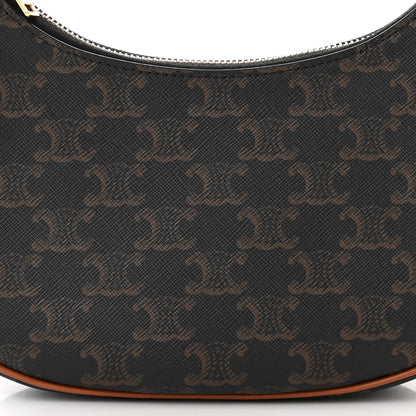 Celine Triomphe Canvas Calfskin Ava Shoulder Bag Tan 9 of 12