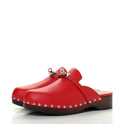 Hermes Calfskin Carlotta Mules 39 Rouge 3 of 8