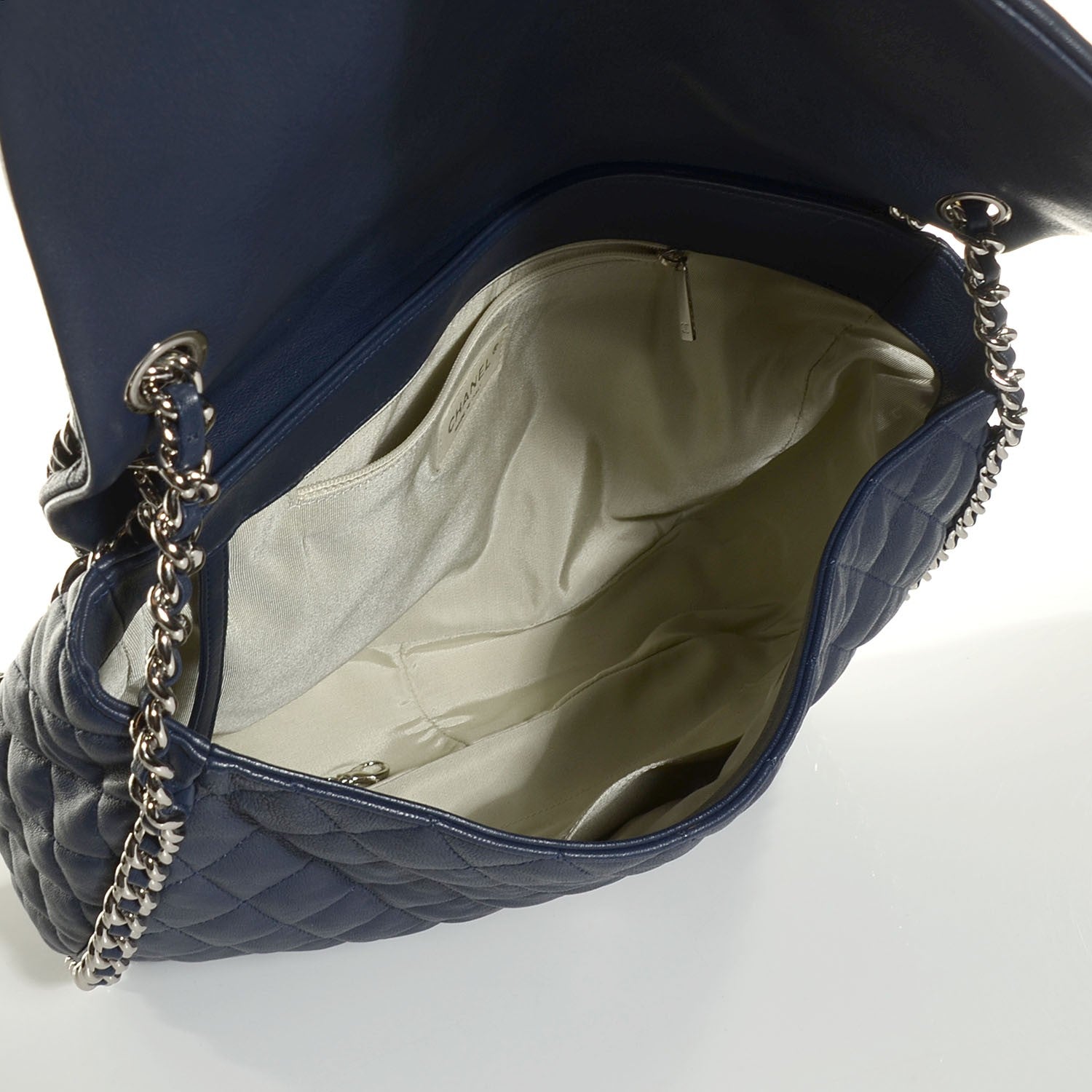 Chanel Washed Lambskin Quilted Chain Around Maxi Flap Dark Navy Blue 5 of 7