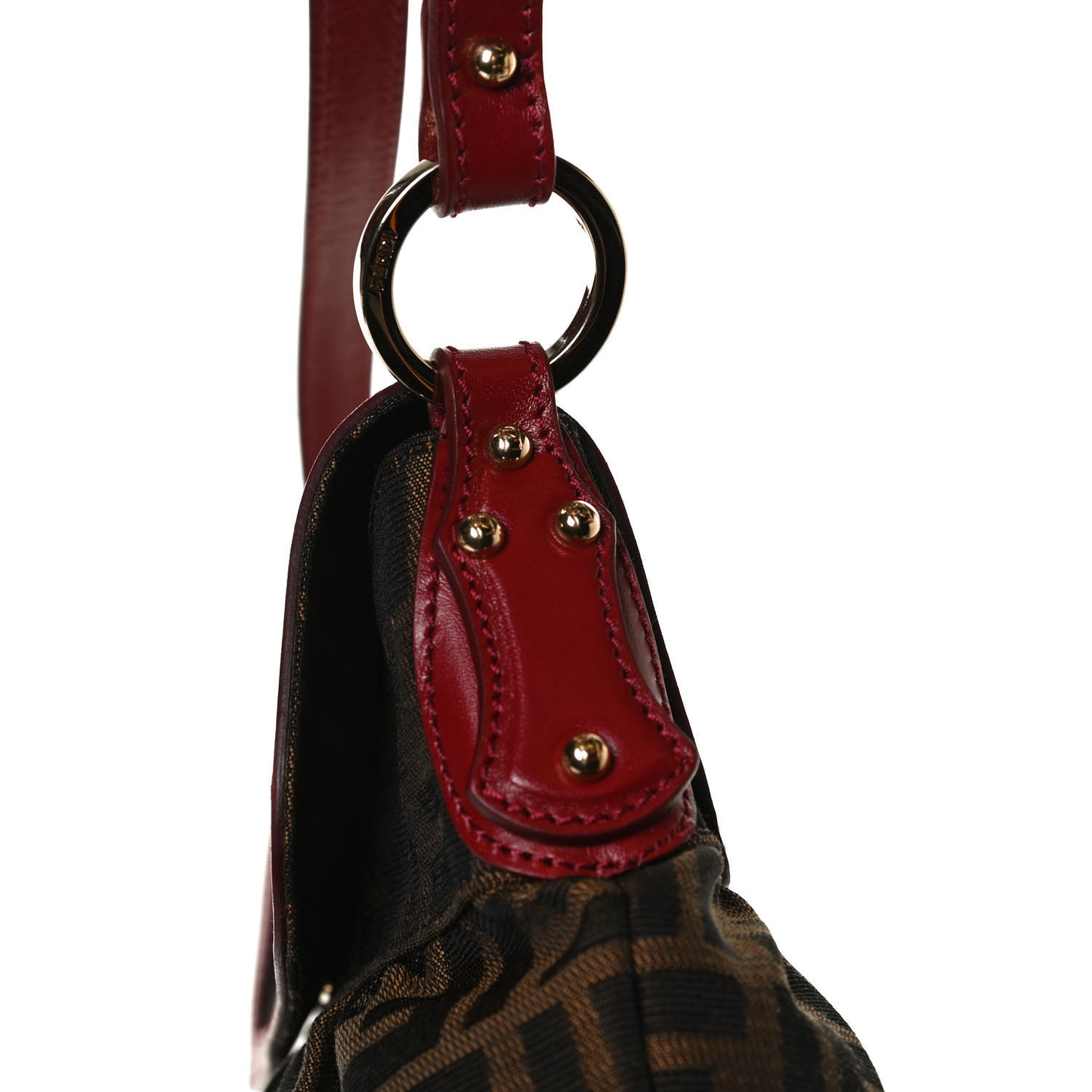 Zucca Cuoio Lucido Small Chef Shoulder Bag Tobacco Rosso Scuro