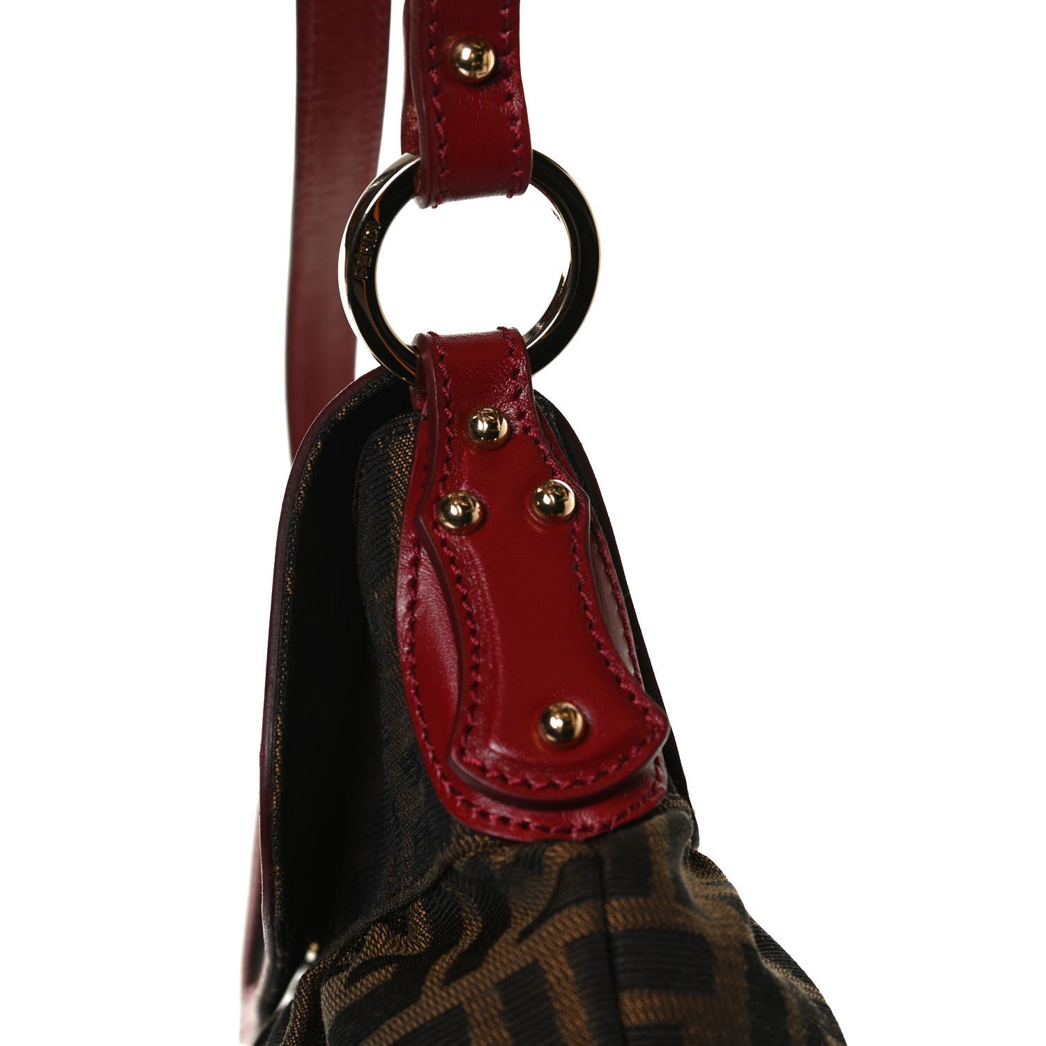 Fendi Zucca Cuoio Lucido Small Chef Shoulder Bag Tobacco Rosso Scuro 12 of 13