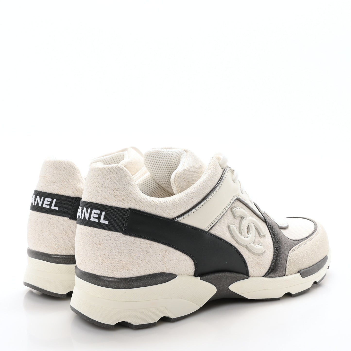 Suede Calfskin CC Sneakers 40 White Grey