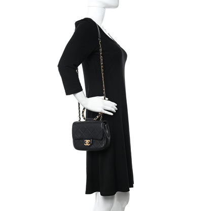 Chanel Lambskin Quilted Small Circular Handle Bag Black 2 of 14