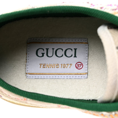 Gucci Canvas Lame Crystal GG Monogram Womens 1977 Tennis Sneakers 37 Gardenia Silver Mystic White 6 of 8