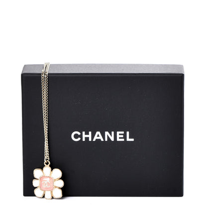 Chanel Gripoix Poured Glass CC Korean Blossom Pendant Necklace Pink Gold 6 of 6