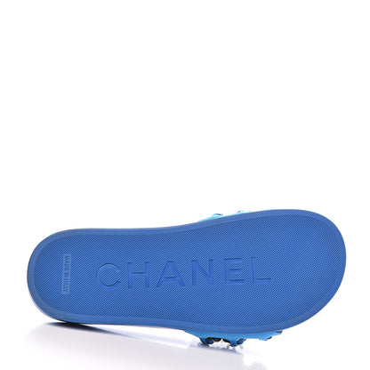 Chanel Satin Chain Flat Sandals 36 Bright Blue 9 of 11