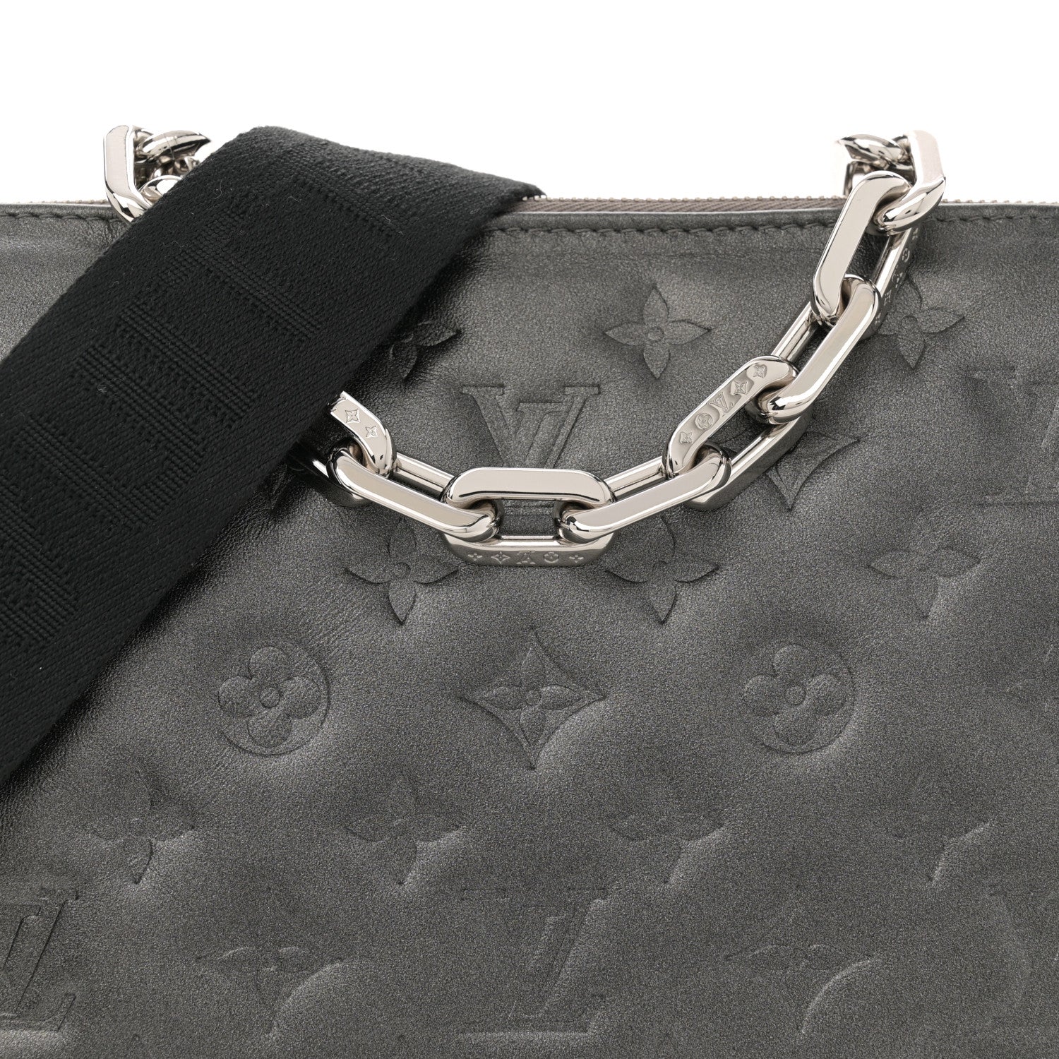 Louis Vuitton Lambskin Embossed Monogram Coussin PM Anthracite 8 of 10
