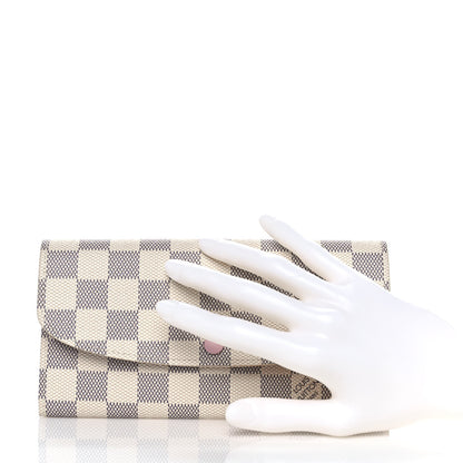 Louis Vuitton Damier Azur Emilie Wallet Rose Ballerine 2 of 9
