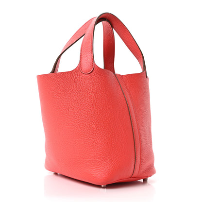 Hermes Taurillon Clemence Picotin Lock 18 PM Rouge Pivoine 3 of 10