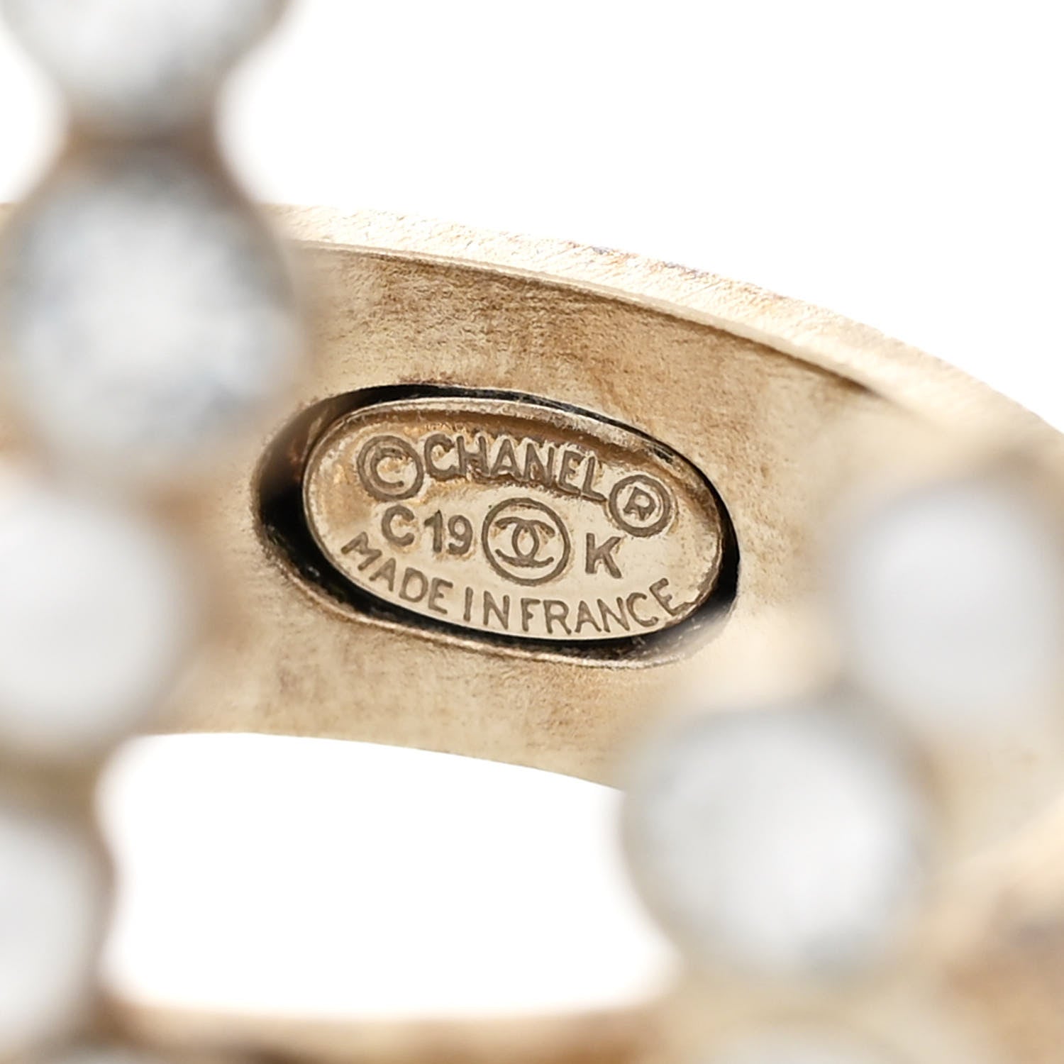 Chanel Crystal Pearl Cha-Nel Rings Set Gold 3 of 6