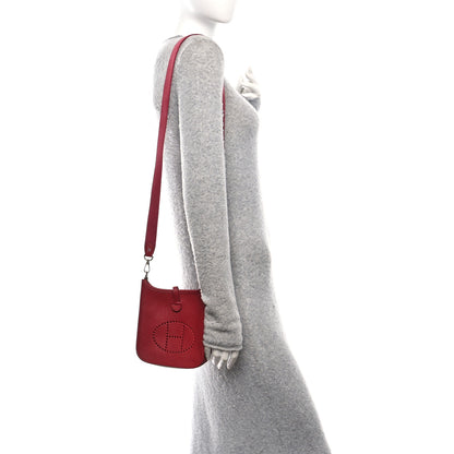 Hermes Taurillon Clemence Evelyne TPM Rouge H 2 of 11