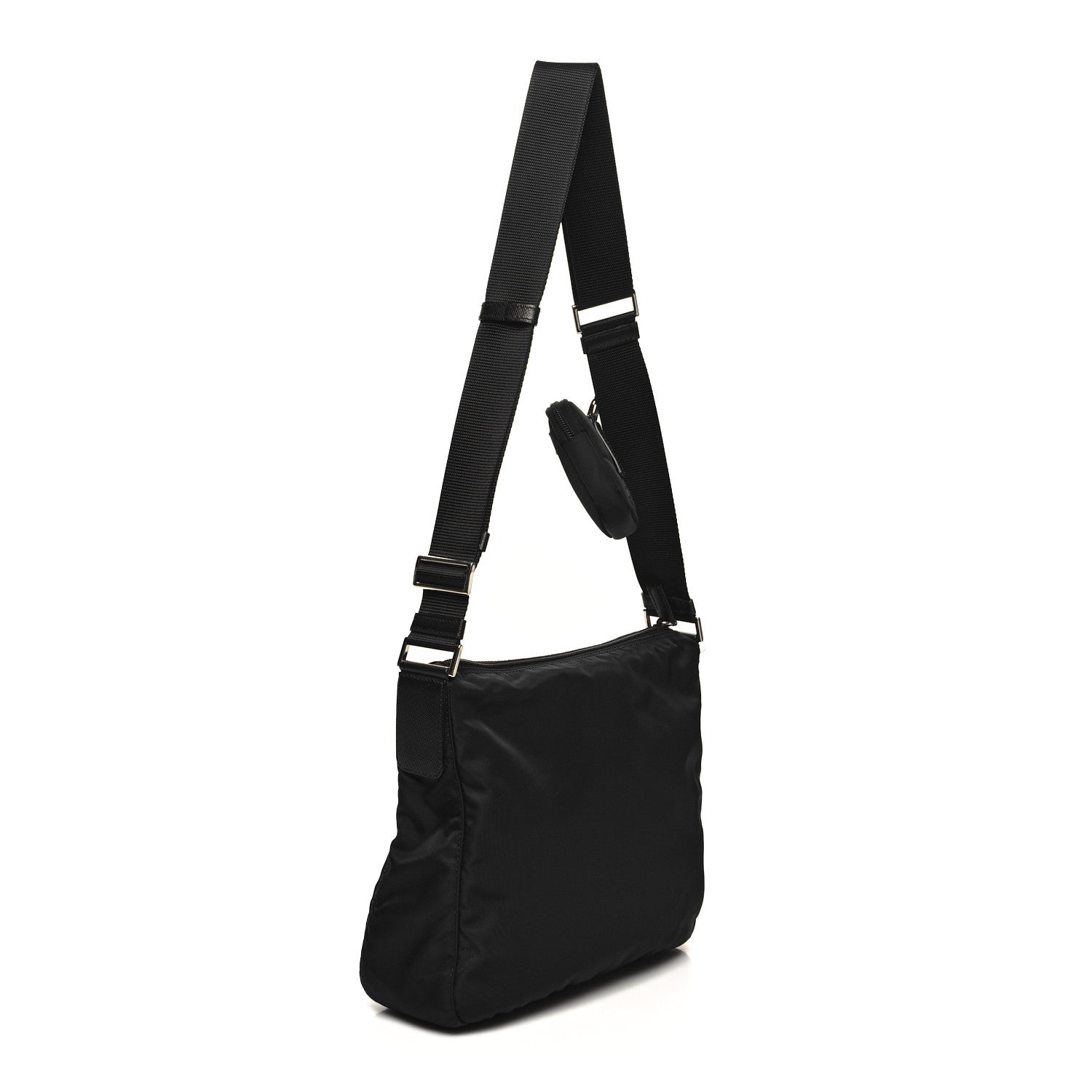 Prada Re-Nylon Vela Saffiano Pocket Double Zip Messenger Bag Black 3 of 9