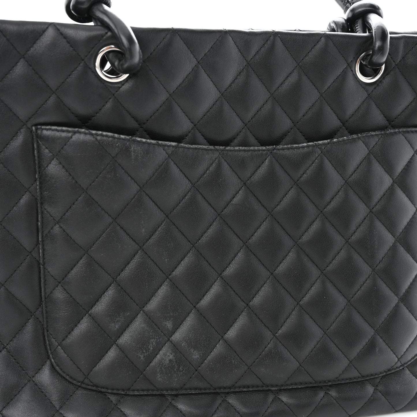 Calfskin Quilted Large Cambon Tote Black