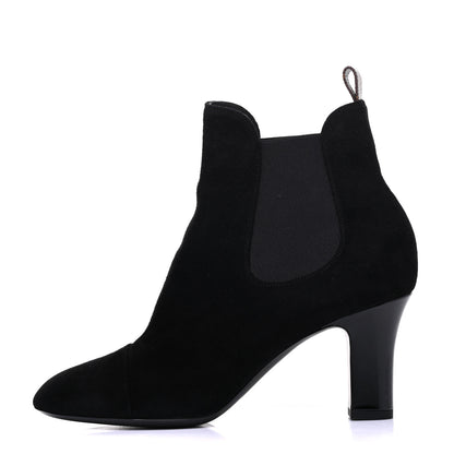 Louis Vuitton Suede Monogram Uniformes Cap Toe Chelsea 75mm Ankle Boots 39 Black 1 of 11