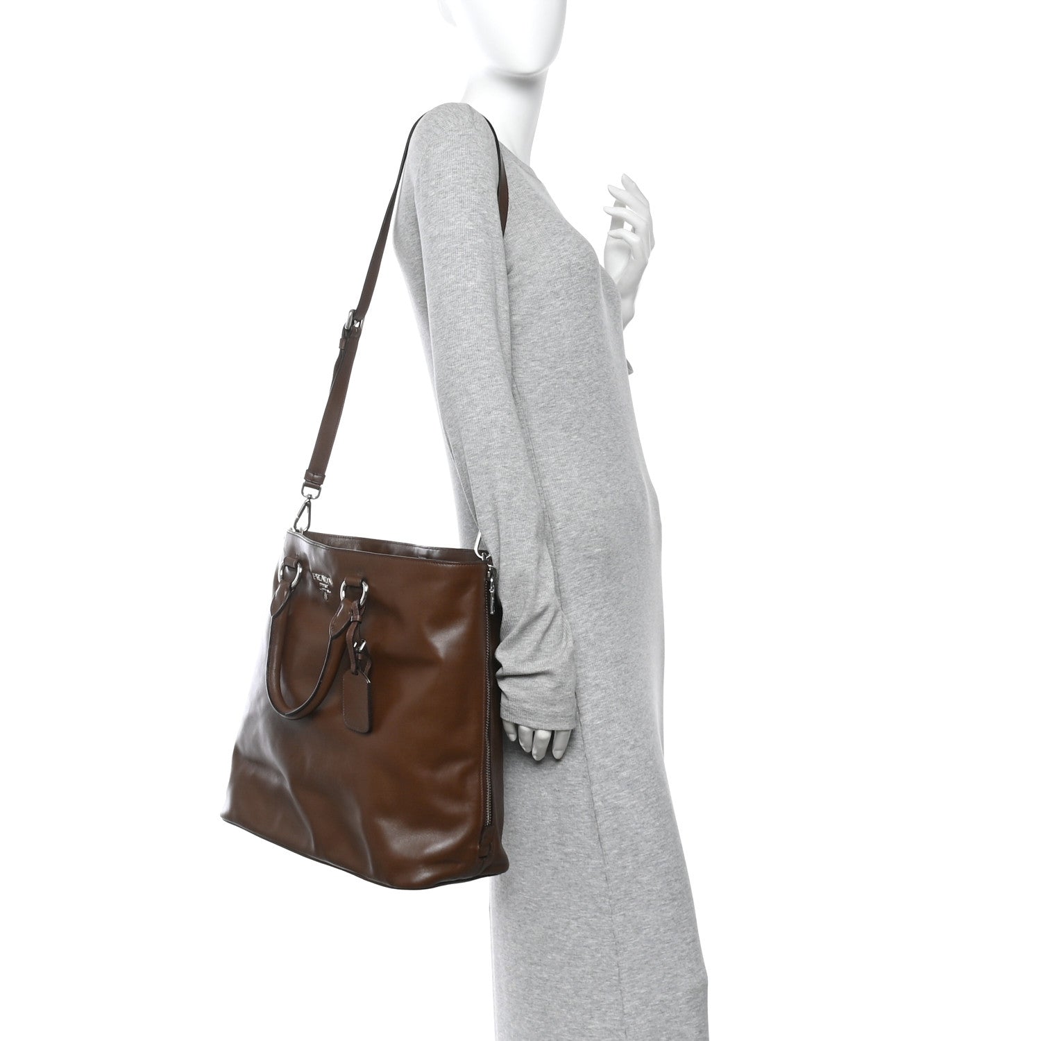 Prada Soft Calf Shopping Tote Palissandro 2 of 9