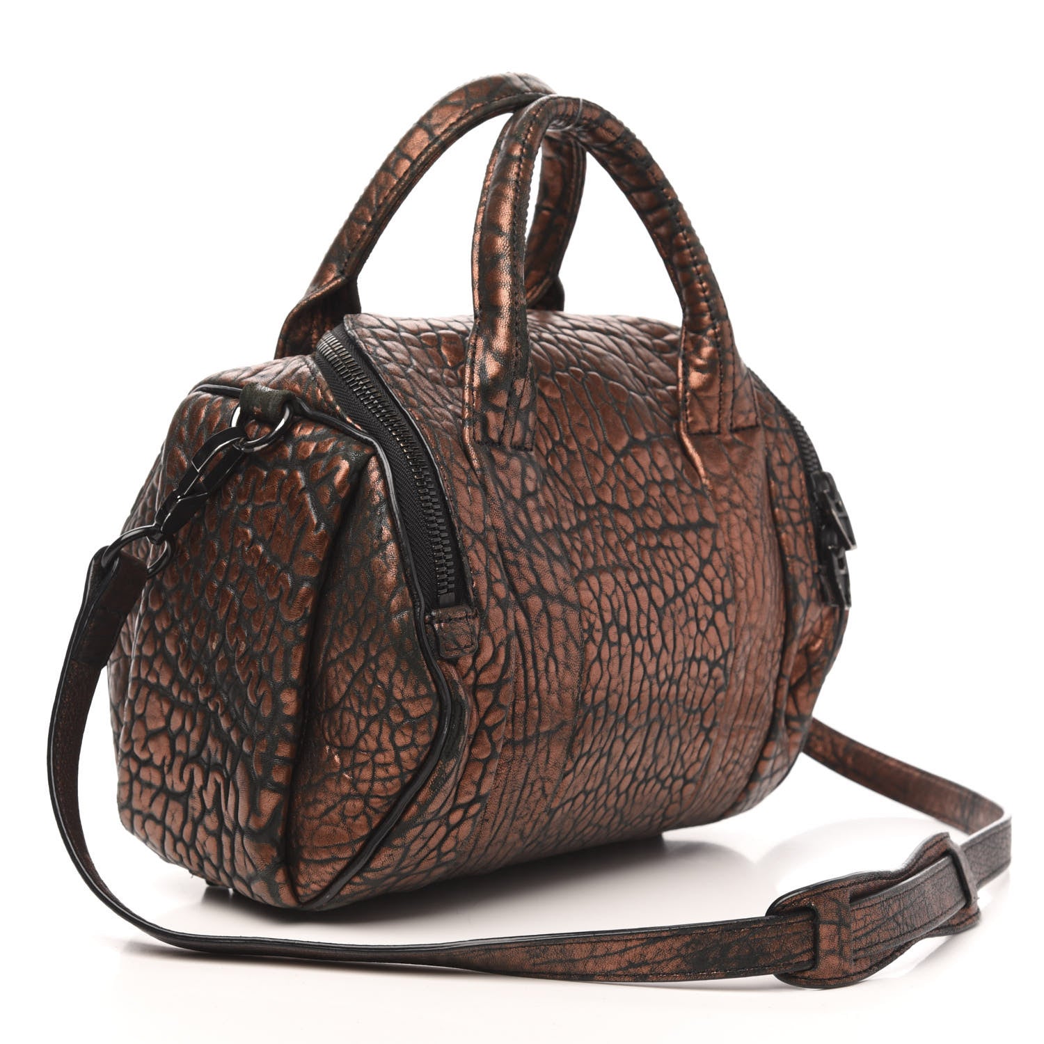 Alexander Wang Metallic Pebbled Lambskin Rockie Bronze Black Hardware 3 of 13