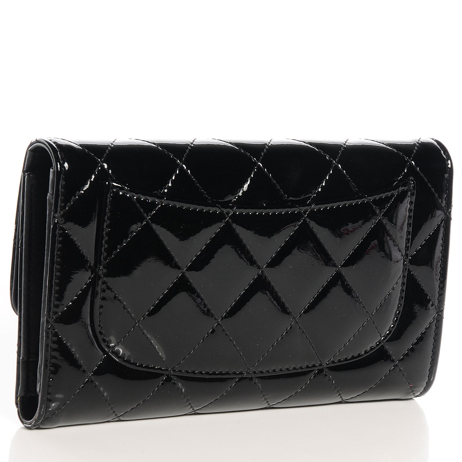 Chanel Patent Quilted Large Flap Wallet Black 3 of 8