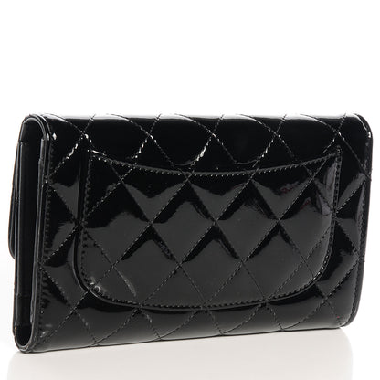 Chanel Patent Quilted Large Flap Wallet Black 3 of 8