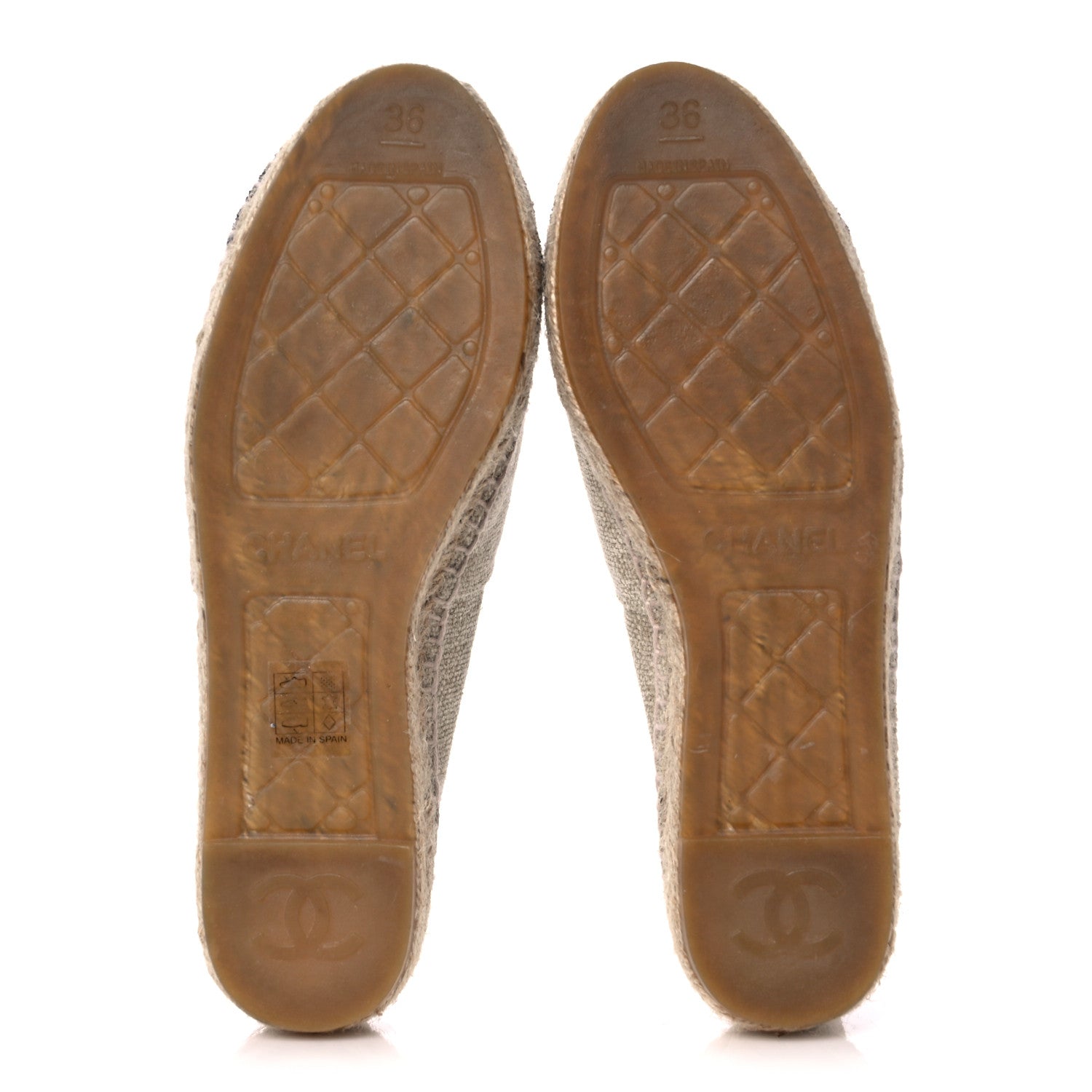 Chanel Toile Sequin CC Espadrilles 36 Beige Black 5 of 9