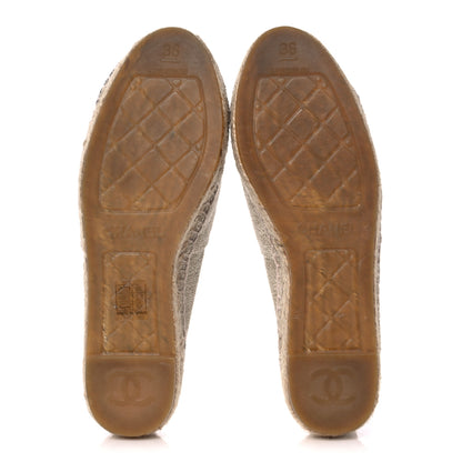 Chanel Toile Sequin CC Espadrilles 36 Beige Black 5 of 9