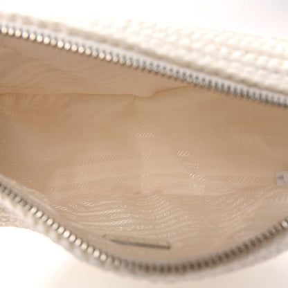 Prada Yarn Raffia Effect Crochet Triangle Shoulder Bag White 5 of 11