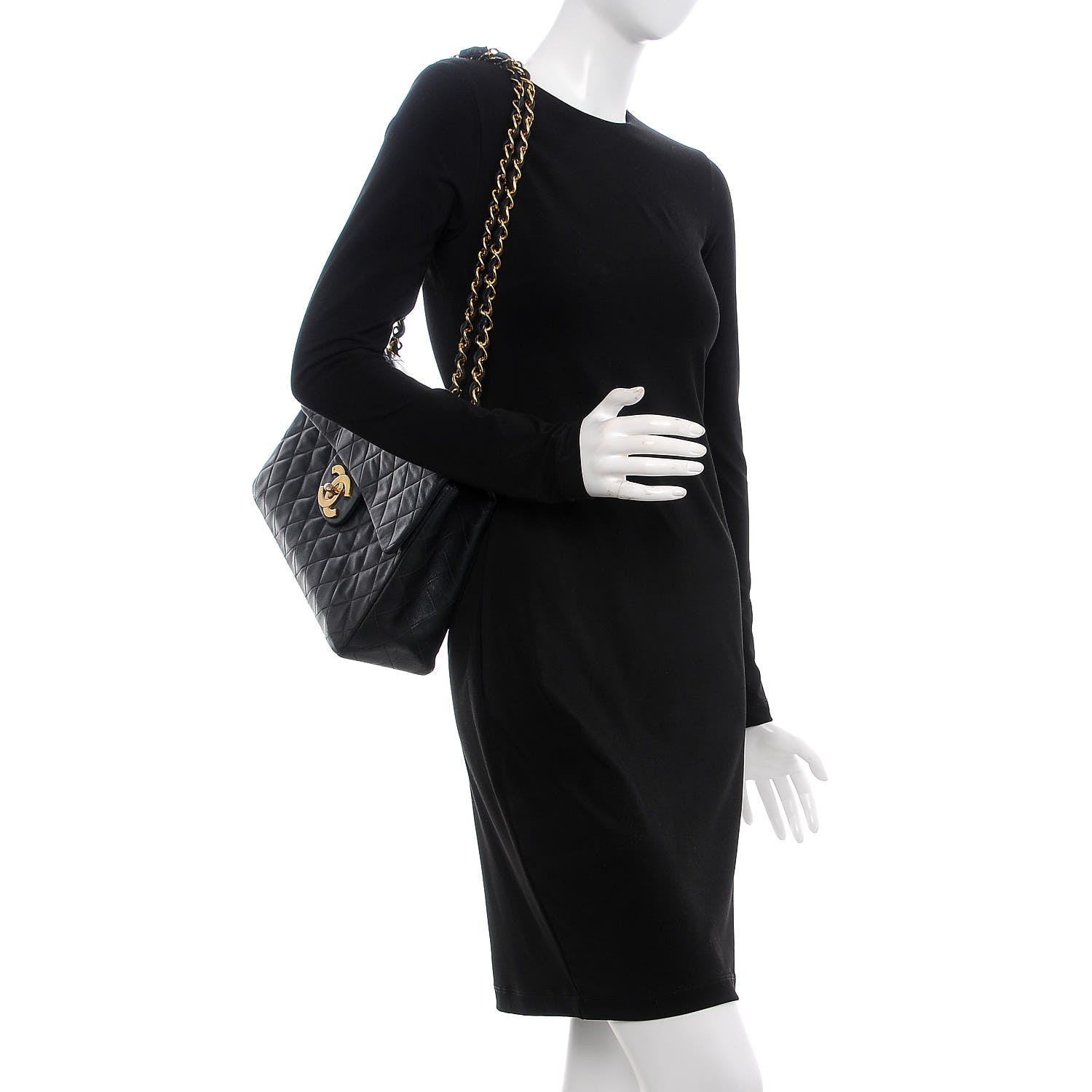 Chanel Lambskin Quilted XL Jumbo Single Flap Black 2 of 13