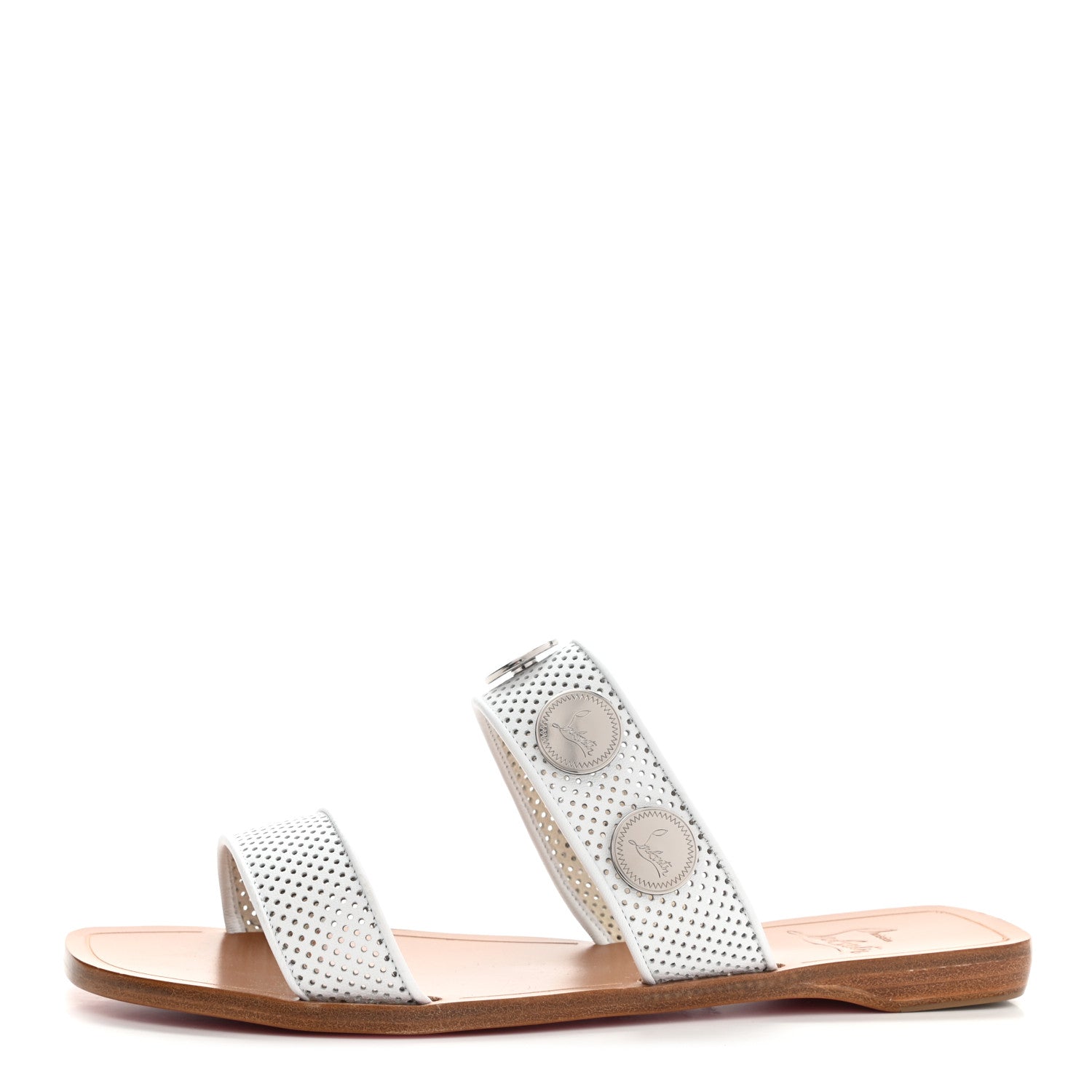 Christian Louboutin Nappa Perforated Bitcorn Slide Sandals 36.5 White 1 of 7