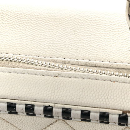 Chanel Caviar Quilted Striped Medium CC Filigree Vanity Case White Black 12 of 18