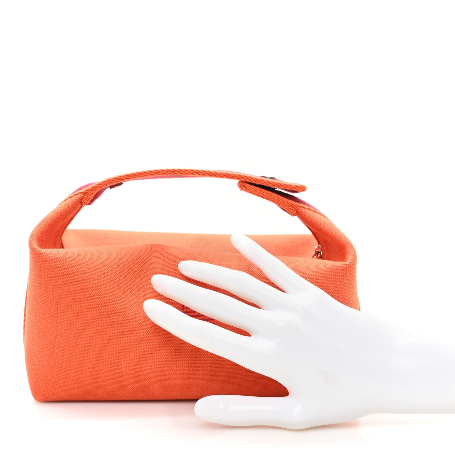 Hermes Canvas Small Bride-A-Brac Pouch Orange Burgundy 2 of 6