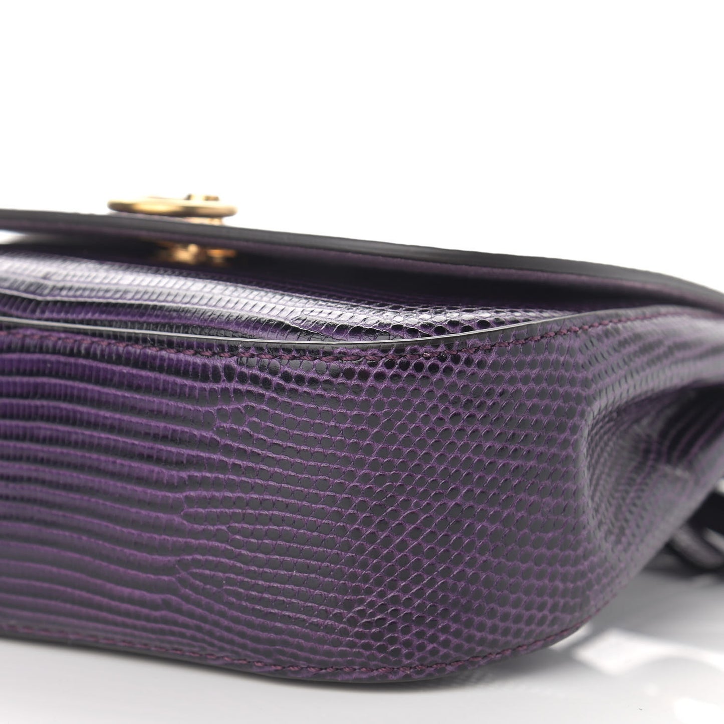 Lizard Embossed Calfskin Amberley Satchel Purple