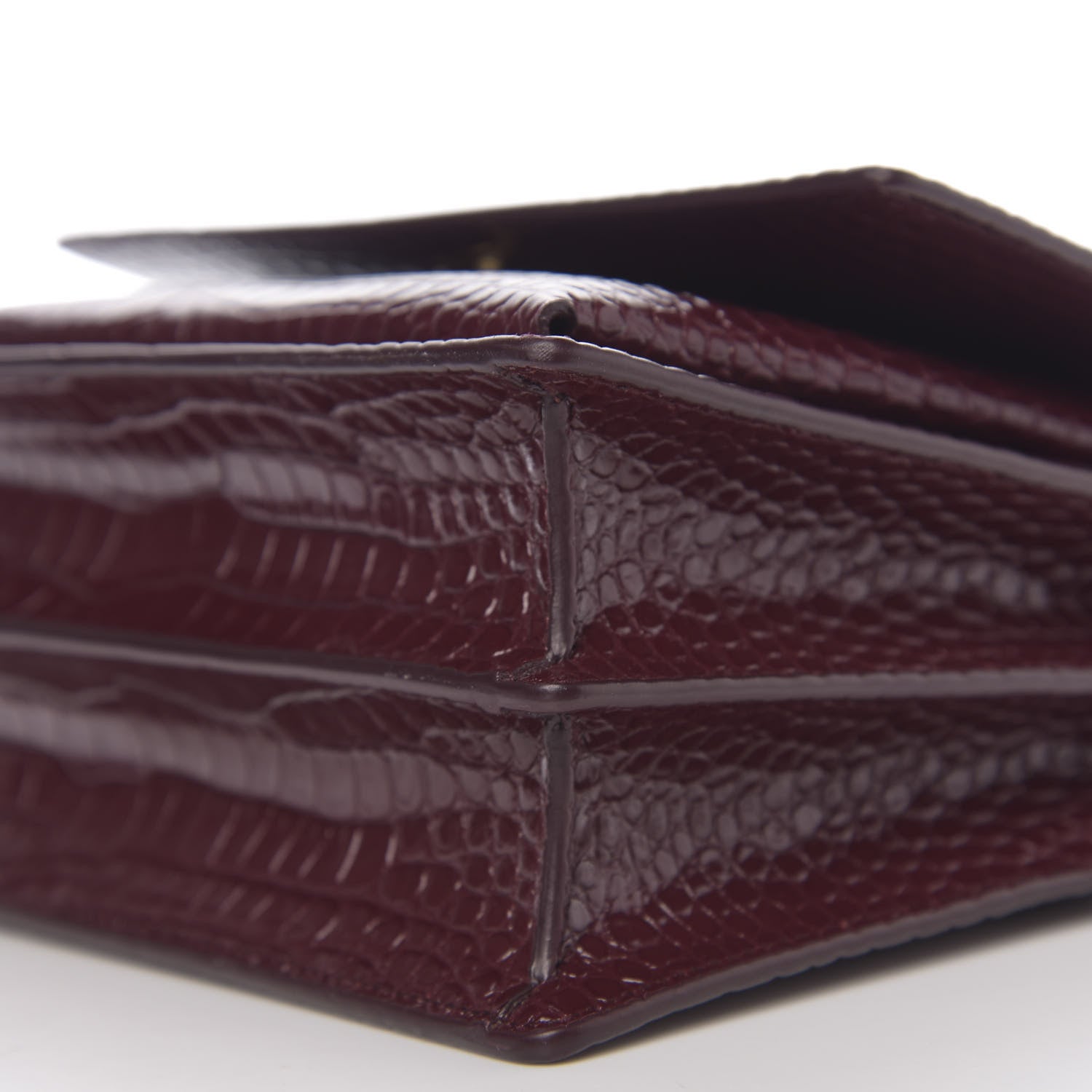 Saint Laurent Calfskin Crocodile Embossed Medium Monogram Sunset Rouge Legion 8 of 9