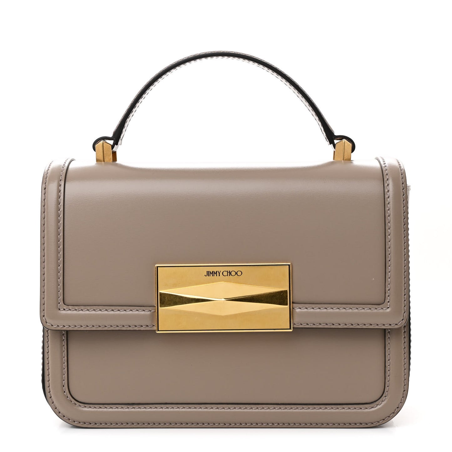 Calfskin Diamond Top Handle Crossbody Bag Taupe