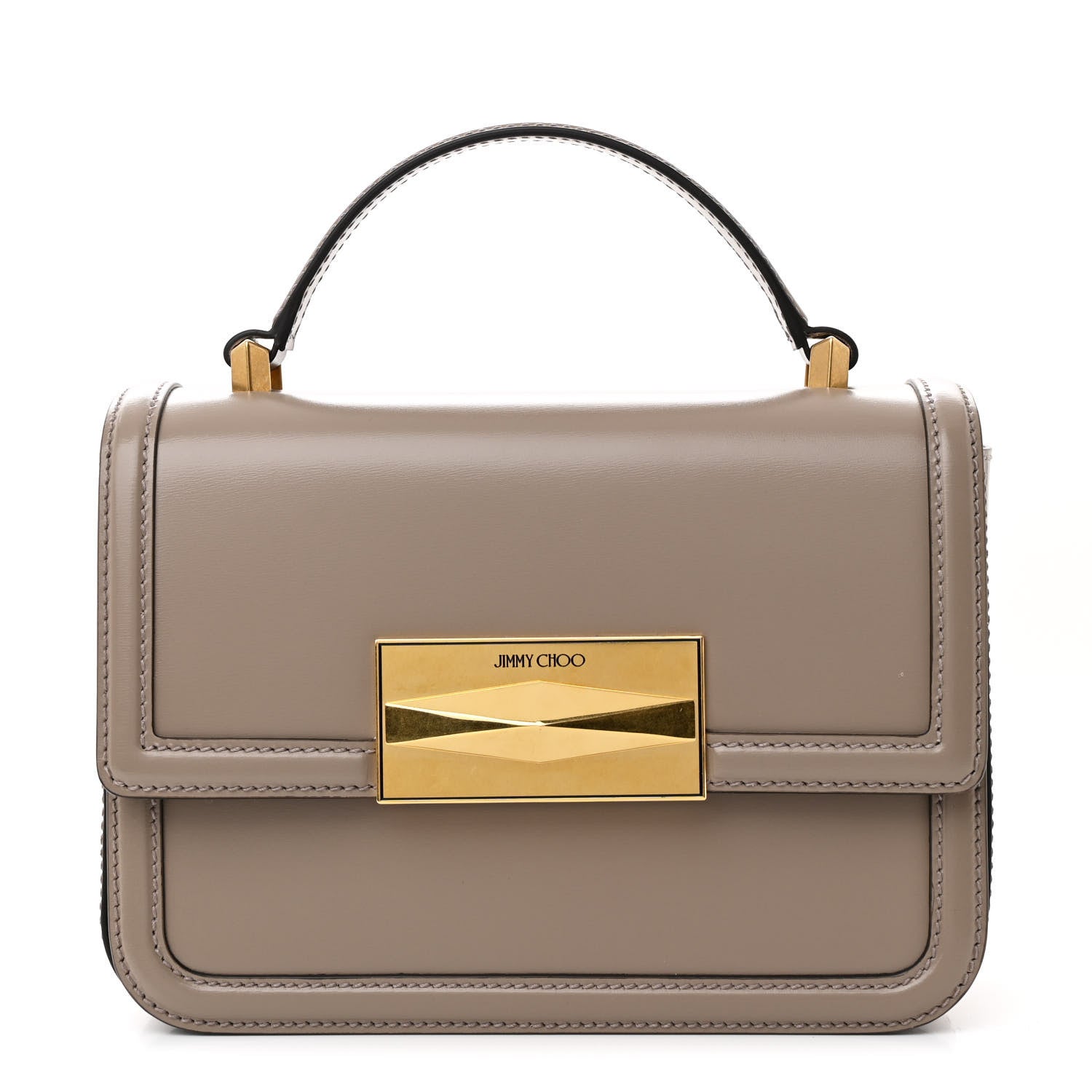 Jimmy Choo Calfskin Diamond Top Handle Crossbody Bag Taupe 1 of 10